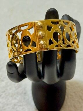 COACH-Gold Cutout Filigree Cuff Bracelet